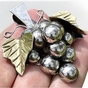 Large Sterling Silver Taxco Mexico Grapes Brooch or Pendant 33 Grams if Scrap